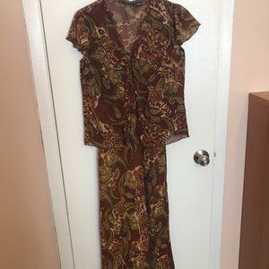 Brown dress with cover top